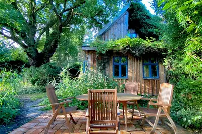 Image de Appartement confortable avec du plâtre d'argile coloré, site calme en forêt