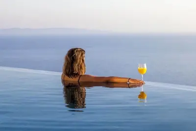 Image de Offre Early Bird: Villa 1 chambre à coucher au coucher du soleil Sivota avec piscine privée et vue sur la mer