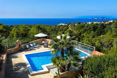 Villa Can Costa - Private villa with pool & Wifi. Stunning sea views sunset in Cala Vadella beach
