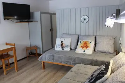 Pied des pistes de ski, 4ème étage, vue montagne, balcon, télévision, 28m², Superdévoluy