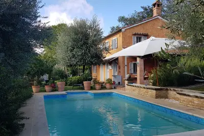 Home set in olive grove