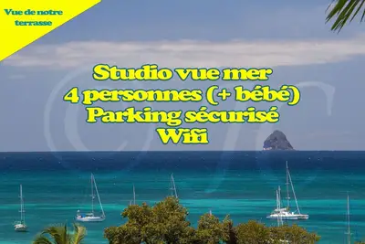 Image de Studio tout confort équipé pour 4 personnes + 1 bébé superbe vue mer Sainte Anne