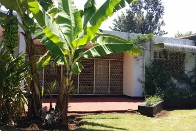 Image de Maison de banane avec vue sur le mont. Kilimandjaro.