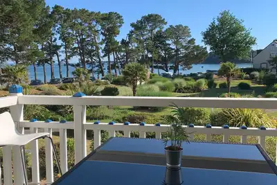 Image de Appartement avec terrasse vue mer, plage à 20 mètres, piscine et jardin.