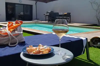 Image de Villa 4*- 4/6 pers, pisc. privée 28°, clim, Fibre, à 800m plage, commerces 50m