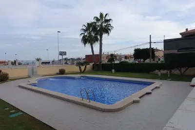 Two Bed, Two Bath, ground floor apartment, Aircon, WiFi, communal pool.