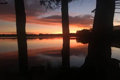 Image de On snowmobile trail via lake or road. Eagle River Chain, on Catfish Lake.