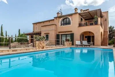 Image de Maison de vacances \"Son Moix\" avec vue montagne, jardin, terrasses, balcon et piscine