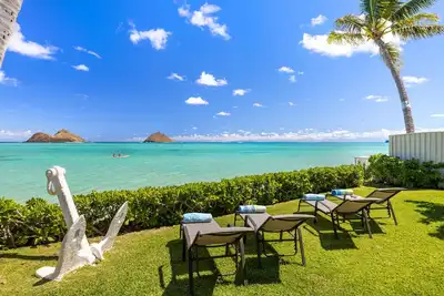 Image de Lanikai Seashore by Gather: Oceanfront Home w/ Mokulua Views, Ac & Lush Yard