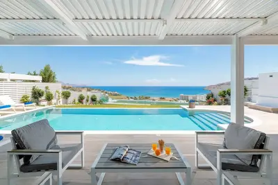 Image de Villa Exécutive à Rhodes | Villa Vrachos | Superbes vues sur la mer | 3 chambres | Lindos