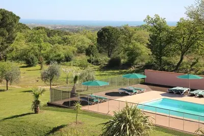 Superbe terrasse avec vue sur mer, Mas 3 chambres, Argeles sur mer