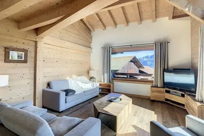 Image de Duplex neuf avec terrasse face au Mont Blanc, 3 chambres et mezzanine, à 3 km du centre de Combloux
