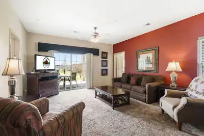 Walk-in 3 Bedroom, 3 Bath Golf Condo featuring Private, Covered Patio with Pool View