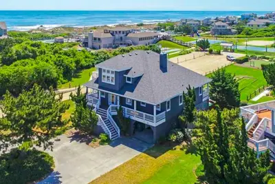 Semi-Oceanfront Corolla Stay with Private Pool & Hot Tub
