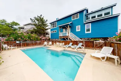 Partial ocean-view home in Corolla with private pool & hot tub