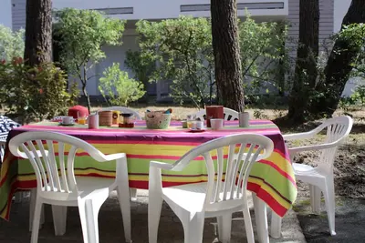 Image de 300 m plage. Confort, terrasse, wifi, draps, jardin, piscine, parking