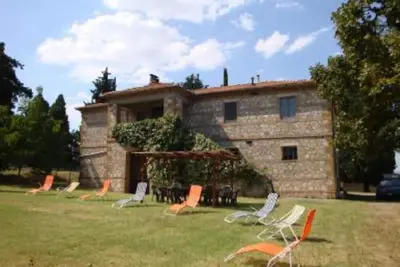 Typical Tuscan Villa between wineyards and olive trees