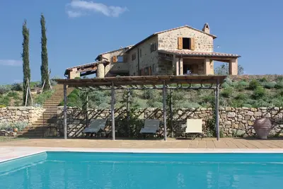Villa with panoramic views of Pienza and Val d'Orcia