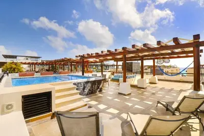 Aldea Thai Private pool penthouse with ocean view and huge terrace Beach access!