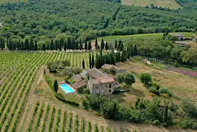 Image de Traumblick in die Toskana vom Ferienhaus mit Pool auf Hügel zw. Siena u. Florenz