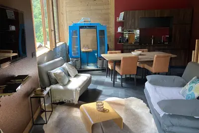Image de Duplex avec sauna partagé, balcon vue montagne et navettes stations ski à 5 min