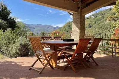 Villa with large pool (15m x 5m) in panoramic position close to Bagni di Lucca