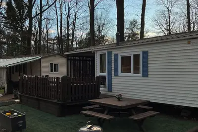 Image de Mobil home 6 couchages avec belle terrasse de 30 mètres carrée.