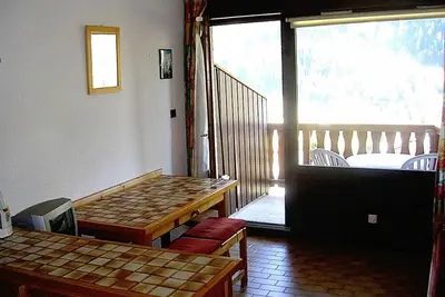 Image de 100m du centre station, Rez-de-chaussée, balcon, télévision, casier à ski, 30m²