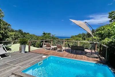 Image de Case Coco Pointe Batterie, piscine, vue mer pour 4 pers. , Case Coco. 2 chambres, vue mer, piscine