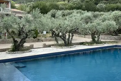 Image de Maison avec accès piscine, jardin et terrasse indépendants, cheminée. Lumineux