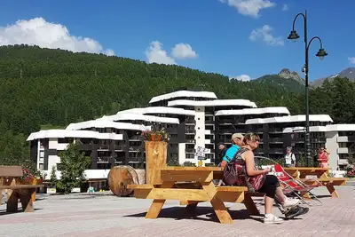 Image de Studio balcon 2ème étage Res Ski Soleil 4 P situé à 50m des pistes, télécabine. .