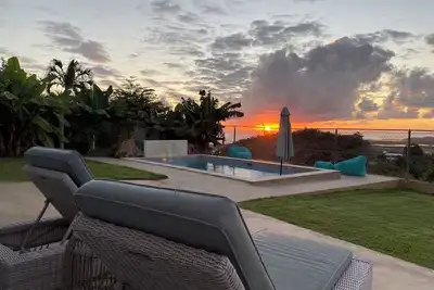 Private Mountain retreat with awesome ocean views and relaxing pool.