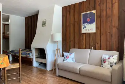 Image de Studio rénové pour 5 personnes avec balcon, au cœur de Pra Loup et proche des pistes