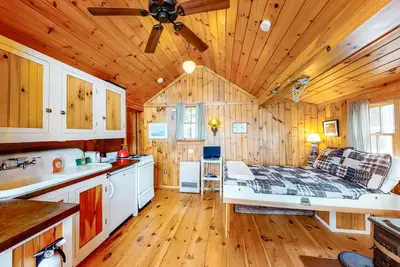 Lakefront cabin with shared firepit & access to Sebago Lake