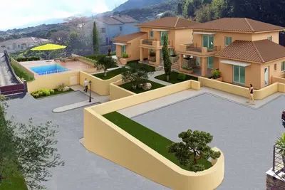 Appartement T3 en, piscine, Rez de jardin, vue mer, Corse, (2 Glits)