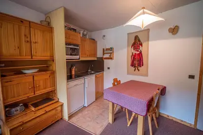 Image de 300m des commerces, 3ème étage, vue montagne, balcon, télévision, casier à ski, 33m², Valmorel