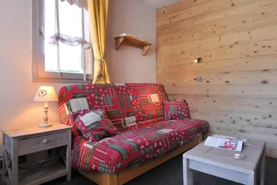 Image de 100m du centre station, Rez-de-chaussée, vue pistes de ski, télévision, 31m², La Plagne