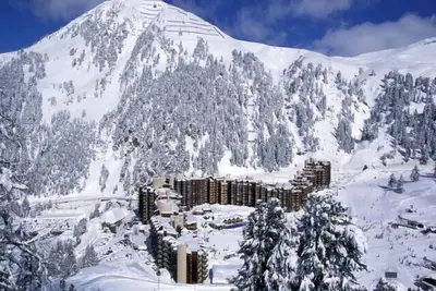 Image de 100m du centre station, 1er étage, vue pistes de ski, balcon, télévision, casier à ski, 35m²