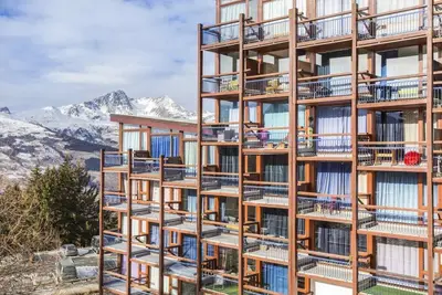 Image de À 100m des pistes de ski, 7ème étage, vue vallée, balcon, télévision, 28m², Les Arcs