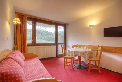 Image de 7ème étage, vue pistes de ski, balcon, télévision, casier à ski, 22m², La Plagne