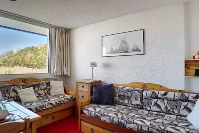 Image de À 200m des pistes de ski, 8ème étage, vue montagne, balcon, télévision, 25m², Les Menuires