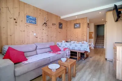 Image de À 150m des pistes de ski, 3ème étage, vue montagne, télévision, casier à ski, 36m², Les Menuires