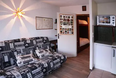 Image de 50m du centre station, 2ème étage, vue pistes de ski, balcon, télévision, 18m², Les Orres