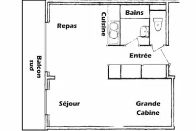 Image de 100m du centre station, 1er étage, vue pistes de ski, balcon, télévision, casier à ski, 36m²