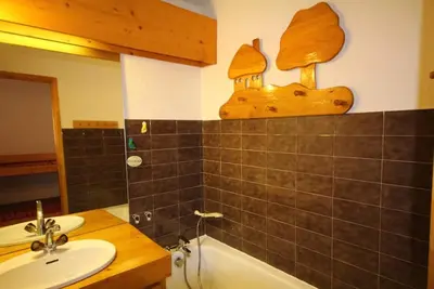 Image de 200m du centre station, Rez-de-chaussée, vue pistes de ski, balcon, télévision, casier à ski, 26m²