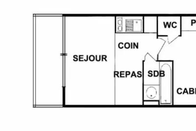 Image de 150m des commerces, 1er étage, vue pistes de ski, balcon, télévision, casier à ski, 24m²