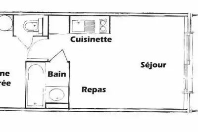 Image de 150m des commerces, 1er étage, vue pistes de ski, balcon, télévision, casier à ski, 24m²