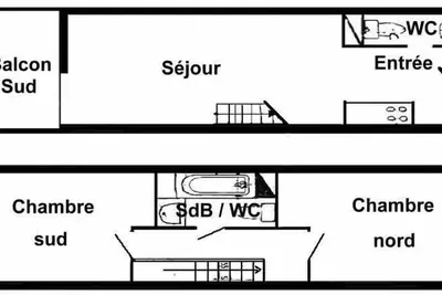 Image de 200m des commerces, 3ème étage, vue pistes de ski, balcon, télévision, casier à ski, 42m²