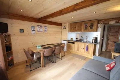 Image de 1er étage, vue pistes de ski/montagne, balcon, télévision, casier à ski, 31m², Les Saisies