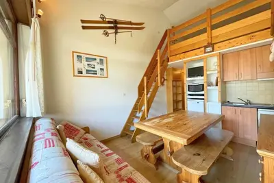 Image de À 150m des pistes de ski, 1er étage, vue montagne, balcon, casier à ski, 36m², Les Menuires